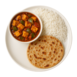 Kadai Paneer + Basmati Rice & (1 Pc) of Paratha
