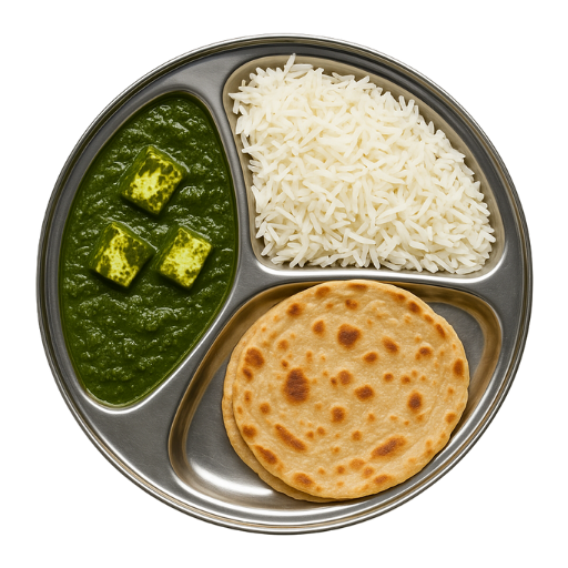 Palak Paneer + Basmati Rice + (1 Pc ) of Paratha
